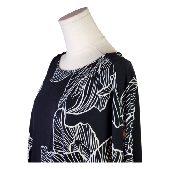 MiXT by Heidi Weisel Black White Floral Blouson Dress 18W Plus Size - Picture 2 of 11